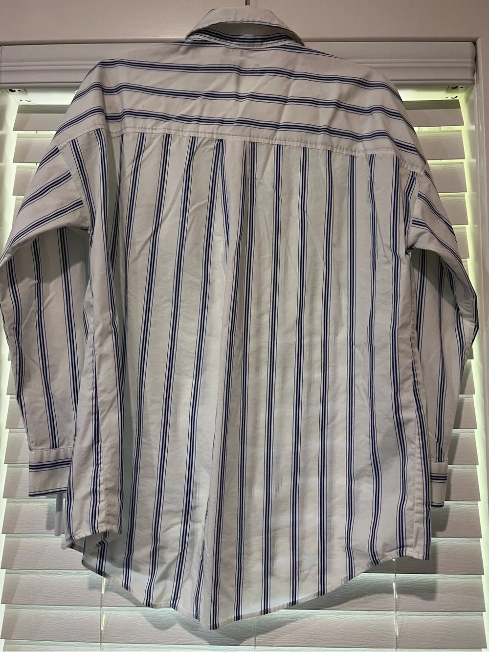 Banana Republic Men's White Button Down Shirt with Blue Stripes